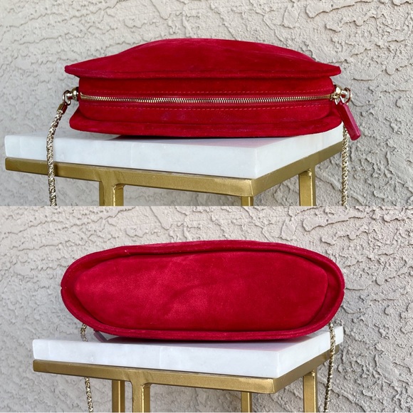 SEZANE Classic Red Suede Leather Victor Bag Chain Strap Classic French Girl Bag - Picture 14 of 17